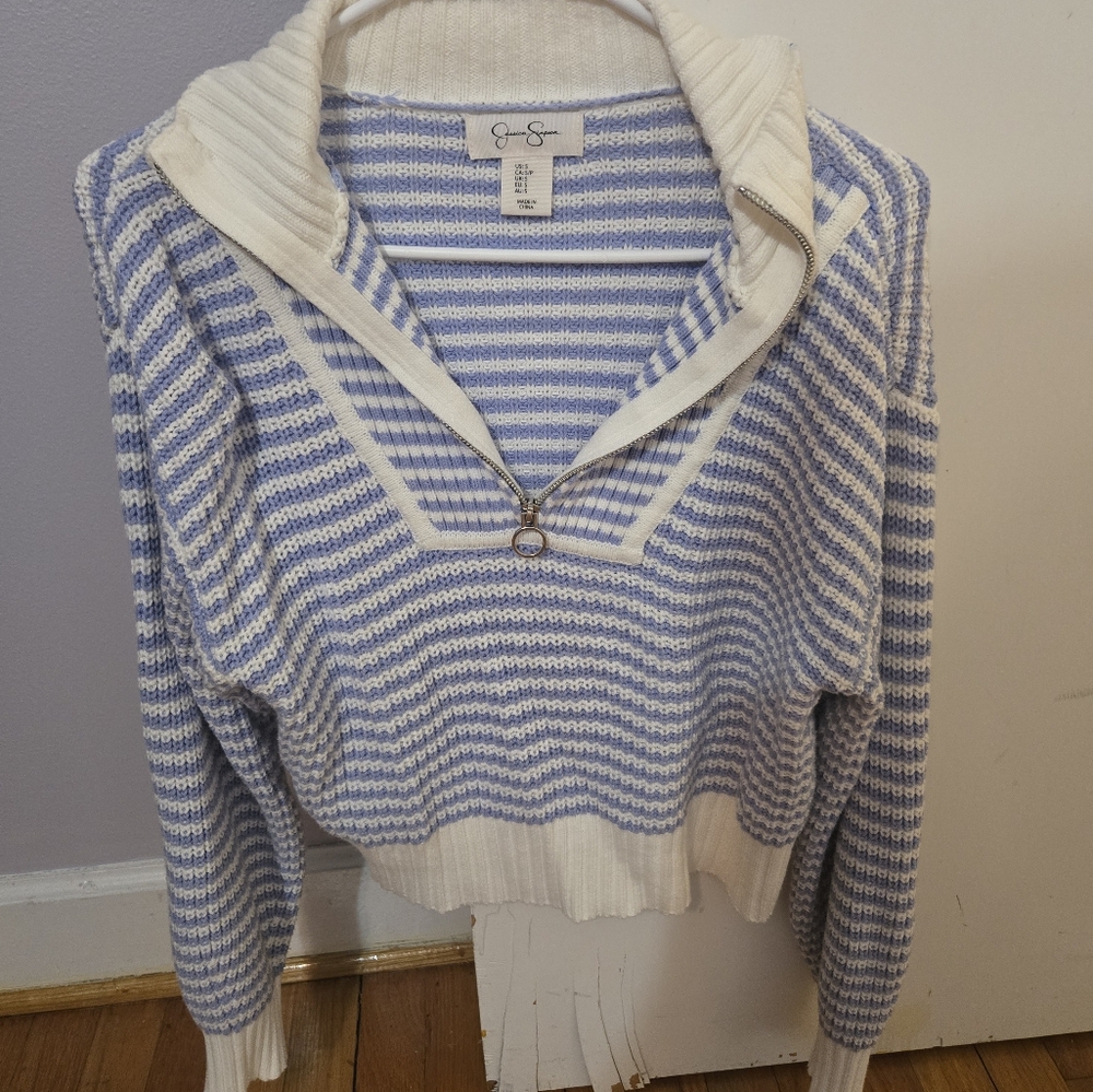 Jessica Simpson Striped Blue and White Sweater